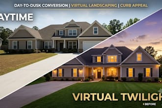 do day to dusk conversion, virtual twilight and landscaping curb appeal