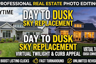 do real estate photo editing day to dusk virtual twilight and sky replacement