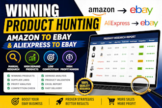 do ebay product hunting, ebay listing , complete ebay store managment