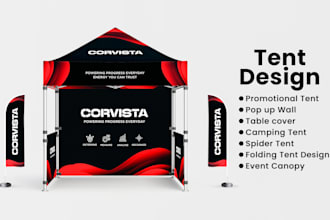 design modern canopy tent, table cover, feather flag, rollup banner