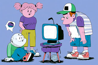 draw a cute and funny cartoon illustration