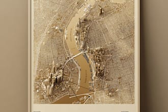 design a minimalist vector city map for print and art
