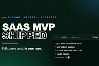 build your saas mvp web app with django, fastapi and postgres