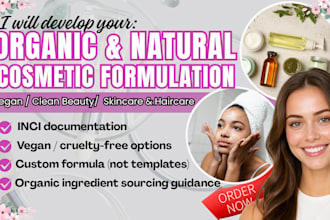 formulate organic, natural, and vegan skincare or haircare products