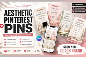 design aesthetic canva pinterest pins for coaches and coach branding pin design