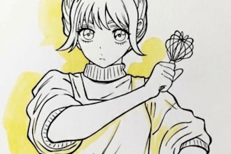 draw gentle manga characters for you , pencil sketches