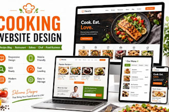 design modern cooking recipe food blog or restaurant website