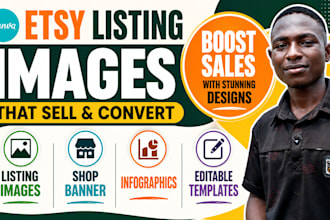 design canva etsy listing images, etsy banner, shop branding and templates