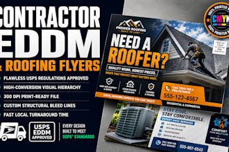 contractor eddm roofing flyer hvac postcard plumbing leaflet local print design