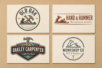 design an unique carpentry woodwork and wood craft logo