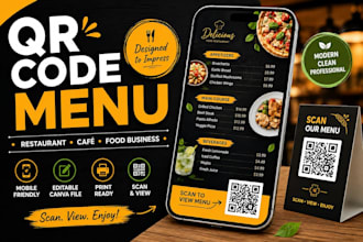 design a professional restaurant qr code menu in canva