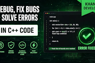 debug fix bugs and solve errors in c plus plus code