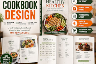 cookbook recipe book design, kdp cookbook formatting, meal plan cookbook design