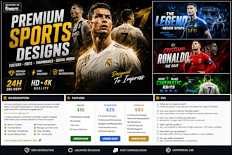 create premium sports posters, football edits, cinematic thumbnails and social
