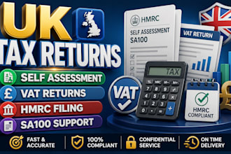 prepare uk self assessment tax return, sa100 and htmrc filling support