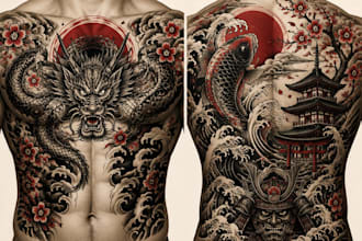 create a custom tattoo design for chest tattoo, back tattoo