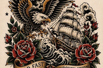 draw amazing tattoo design, traditional tattoo