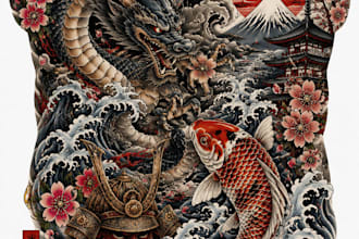 create a japanese style tattoo design and art