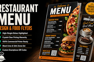 restaurant menu food flyer cafe rack card bakery leaflet local print marketing