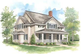 sketch architecture building with watercolor rendering