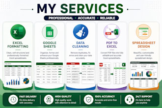 clean, formating data analysis and organize microsoft excel data