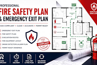 create professional emergency exit plan and fire safety plan drawings