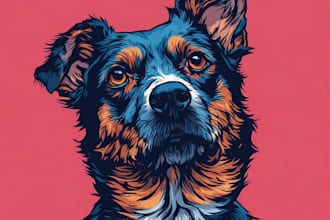 draw amazing digital pet portrait painting illustration