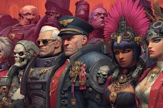 draw a grimdark warhammer 40k character portrait