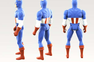 action figure design, 3d action figure statue articulated figure for 3d print