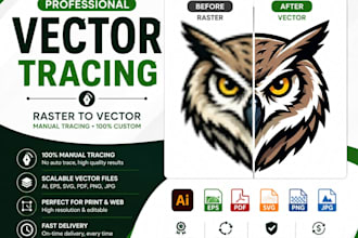 professionally vector trace, redraw logo, and convert png jpg to vector