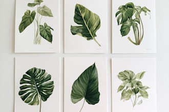 draw botanical vector illustration of plants and flowers