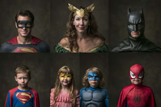 make a family superhero portraits for you