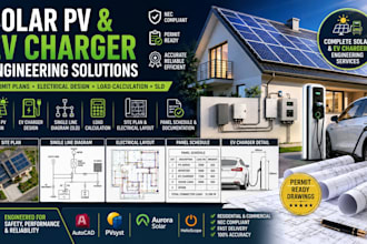 create solar pv design ev charger permit plans, sld, load calculation, site plan