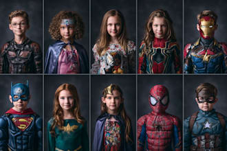 design a family superhero portraits for you