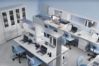 design 3d laboratory room,medical pharmacy, lavatory room,clinic interior render