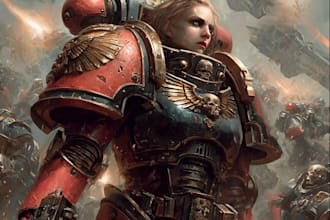 draw a grimdark warhammer 40k style character portrait
