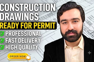 architectural and construction drawings in autocad for permit