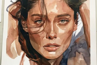 draw a watercolor portrait, sketch from photos