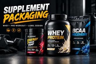 design premium supplement protein powder and pre workout packaging