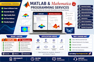 develop mathematica, matlab code and solve mathematical problems