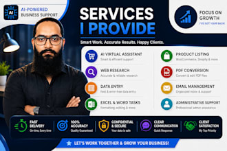 be your ai virtual assistant for admin support, web research and product listing