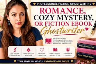 write a romance novel, cozy mystery, or fiction ebook ghostwriter
