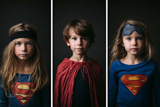 design a family superhero portraits for you