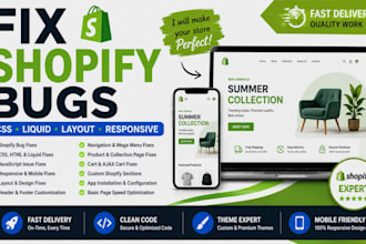 fix shopify bugs, CSS, liquid, layout and responsive issues