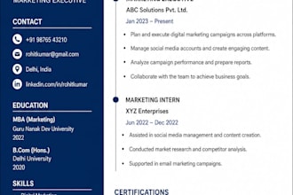 create a professional ats friendly resume and CV design