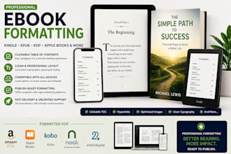 professionally format your ebook for kindle, epub, KDP, and apple books