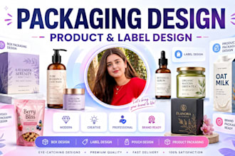 design product packaging, box, pouch and mailer box with 3d mockup