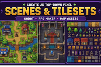 create 2d top down pixel scenes tilesets godot rpg maker map assets for game map