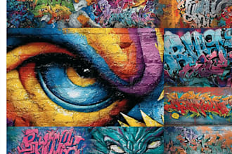 draw any graffiti mural wall art or banner