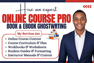 create ebook online course, curriculum, online course content, ebook writer